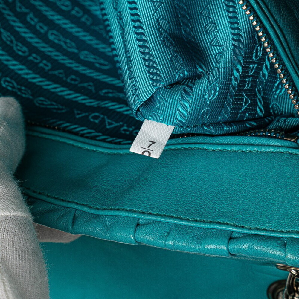 Prada Blue Leather Bag Gaufre Nappa Chain Shoulder - Picture 8 of 9